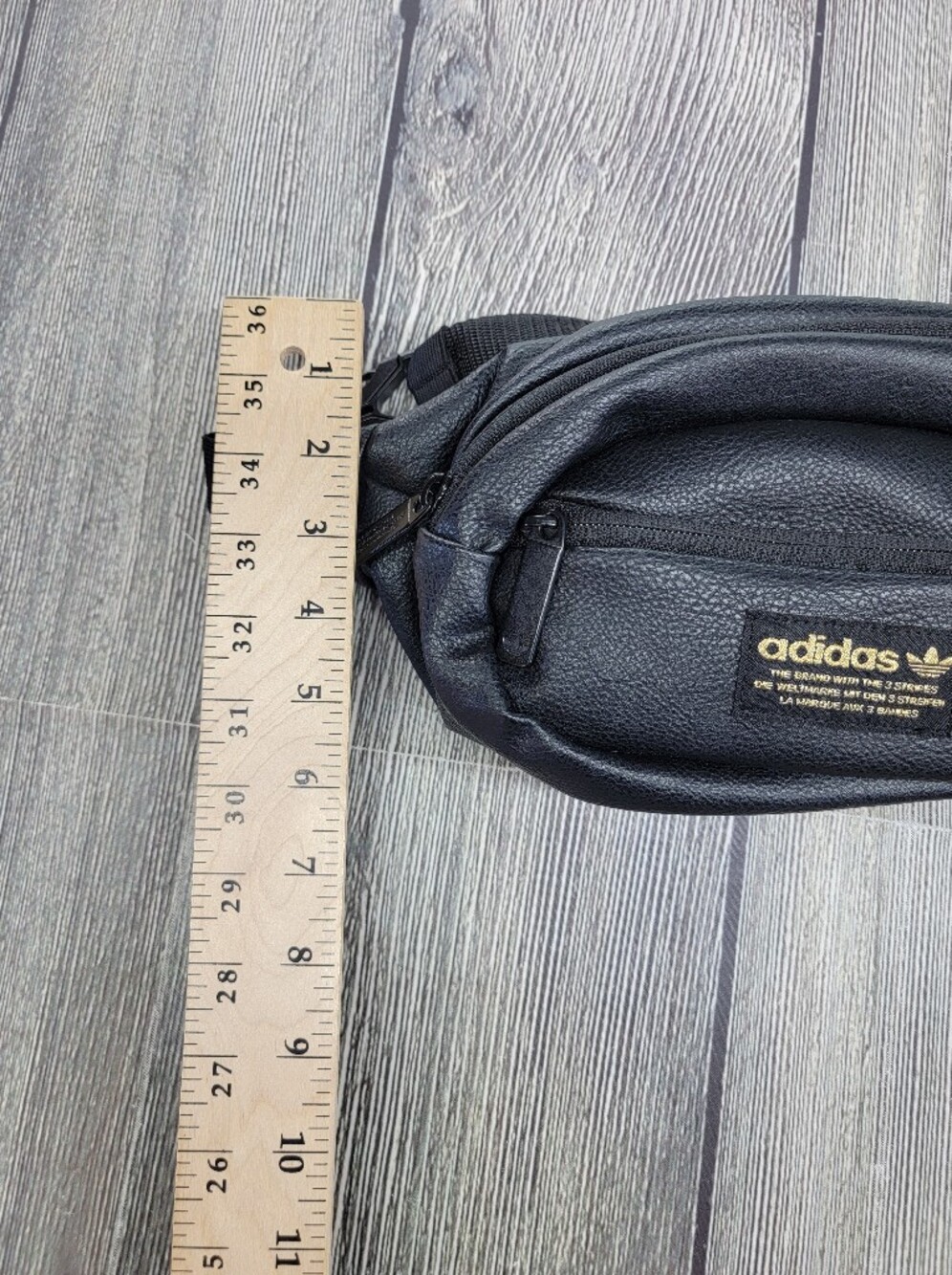 Adidas Originals Faux Leather Waist Pack Fanny Pack Black Gold Festival Unisex - Picture 16 of 16